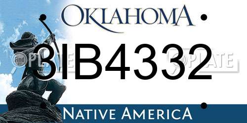 3IB4332 Oklahoma License Plate