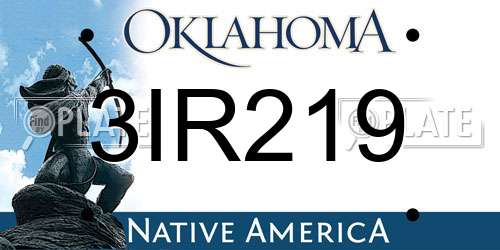 3IR219 Oklahoma License Plate