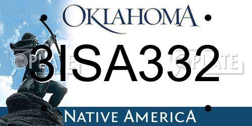 3ISA332 Oklahoma License Plate