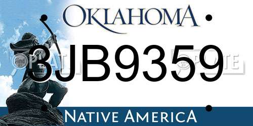 3JB9359 Oklahoma License Plate