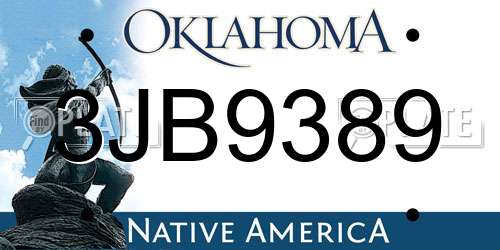 3JB9389 Oklahoma License Plate