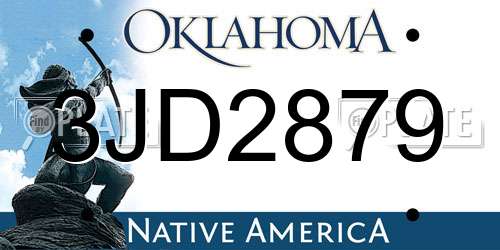 3JD2879 Oklahoma License Plate