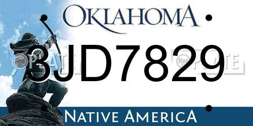 3JD7829 Oklahoma License Plate