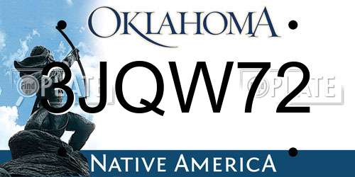 3JQW72 Oklahoma License Plate
