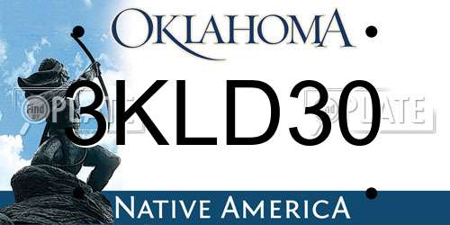 3KLD30 Oklahoma License Plate