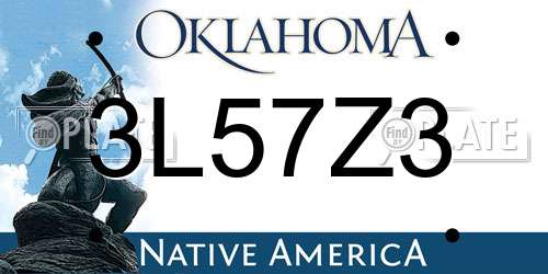 3L57Z3 Oklahoma License Plate