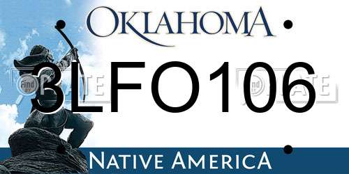 3LFO106 Oklahoma License Plate