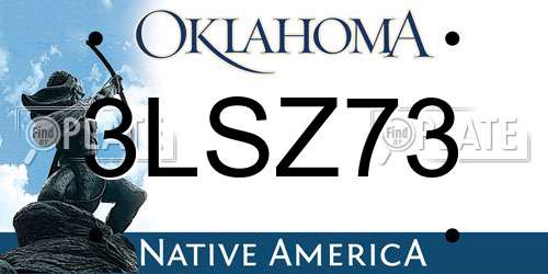 3LSZ73 Oklahoma License Plate