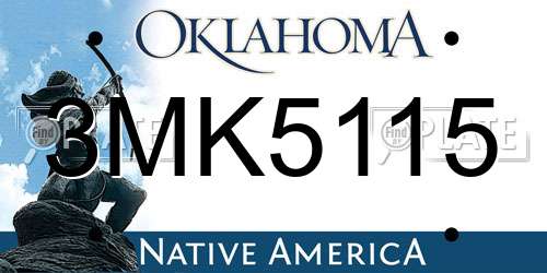 3MK5115 Oklahoma License Plate