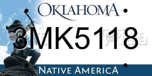 3MK5118 Oklahoma License Plate
