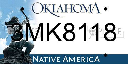 3MK8118 Oklahoma License Plate