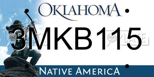3MKB115 Oklahoma License Plate