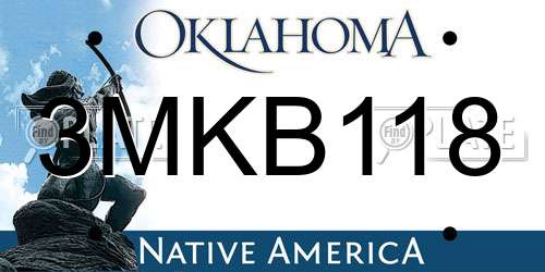 3MKB118 Oklahoma License Plate