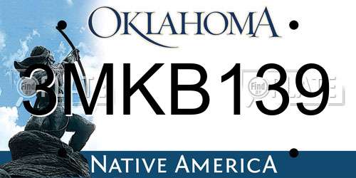 3MKB139 Oklahoma License Plate