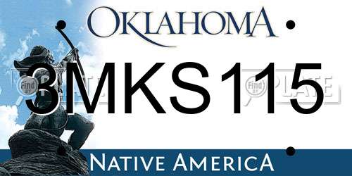 3MKS115 Oklahoma License Plate