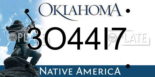 3O44I7 Oklahoma License Plate
