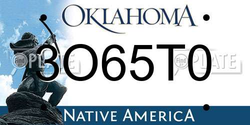 3O65T0 Oklahoma License Plate