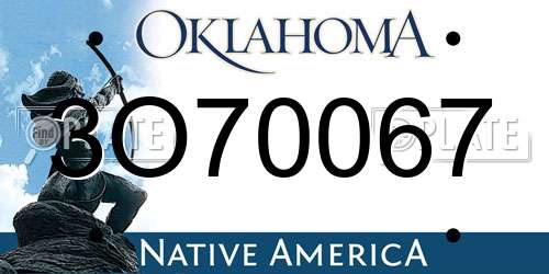 3O70067 Oklahoma License Plate
