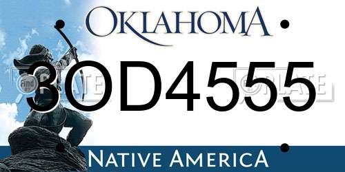 3OD4555 Oklahoma License Plate