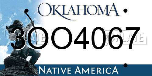 3OO4067 Oklahoma License Plate