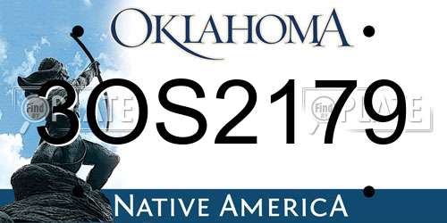 3OS2179 Oklahoma License Plate