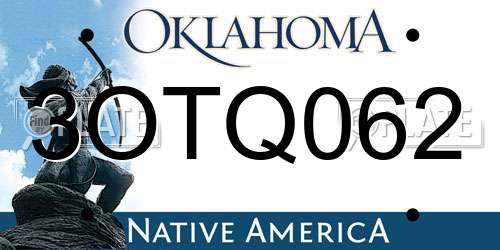 3OTQ062 Oklahoma License Plate