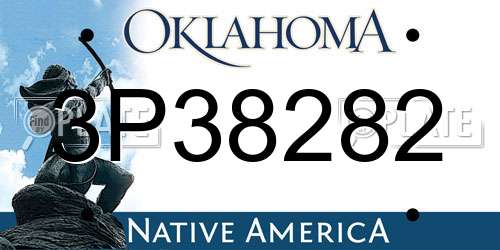 3P38282 Oklahoma License Plate