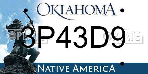 3P43D9 Oklahoma License Plate