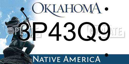 3P43Q9 Oklahoma License Plate