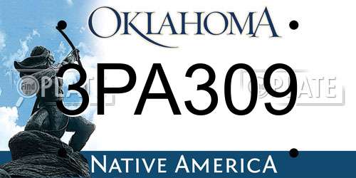 3PA309 Oklahoma License Plate