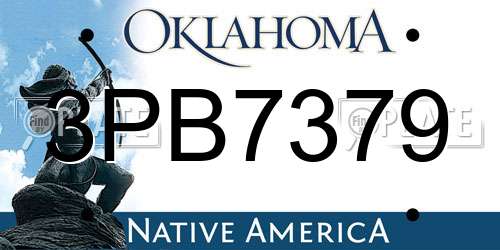 3PB7379 Oklahoma License Plate