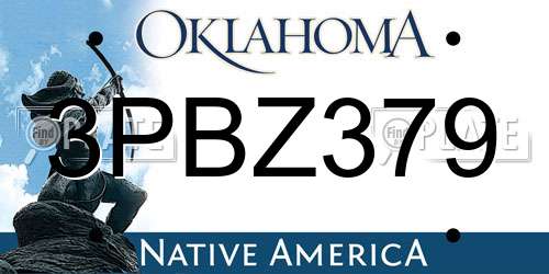 3PBZ379 Oklahoma License Plate