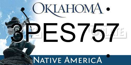 3PES757 Oklahoma License Plate