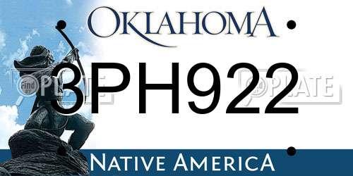 3PH922 Oklahoma License Plate