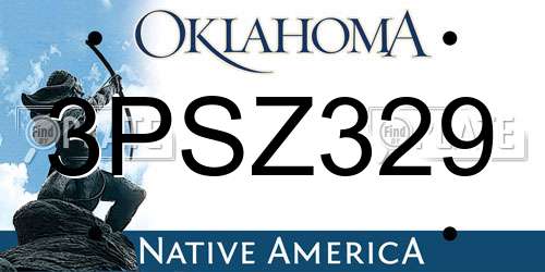 3PSZ329 Oklahoma License Plate