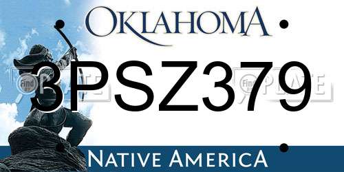 3PSZ379 Oklahoma License Plate