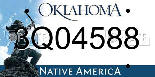 3Q04588 Oklahoma License Plate