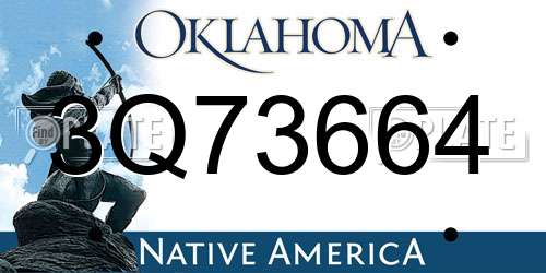3Q73664 Oklahoma License Plate