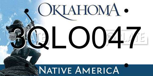 3QLO047 Oklahoma License Plate