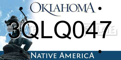 3QLQ047 Oklahoma License Plate