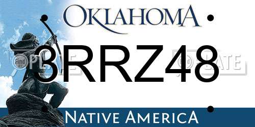 3RRZ48 Oklahoma License Plate