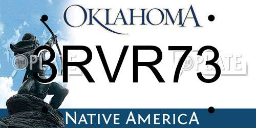 3RVR73 Oklahoma License Plate