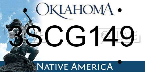 3SCG149 Oklahoma License Plate