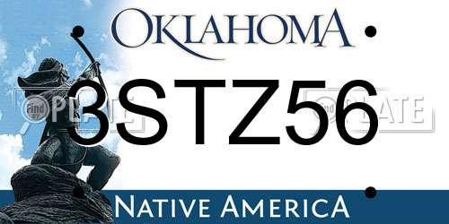 3STZ56 Oklahoma License Plate