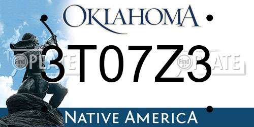 3T07Z3 Oklahoma License Plate