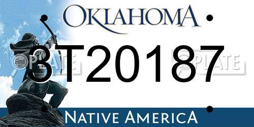 3T20187 Oklahoma License Plate