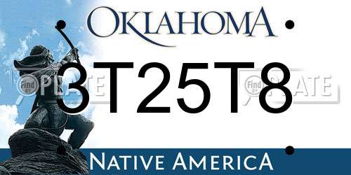 3T25T8 Oklahoma License Plate