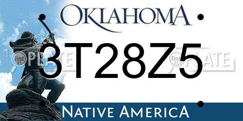 3T28Z5 Oklahoma License Plate