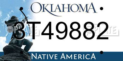 3T49882 Oklahoma License Plate