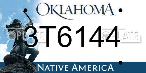 3T6144 Oklahoma License Plate
